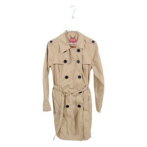 Merona Trench Coat Women's Size Medium Cream Tan Neutral Pockets Belted